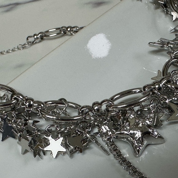 Statement Silver Star Charm Necklace - Picture 4 of 8